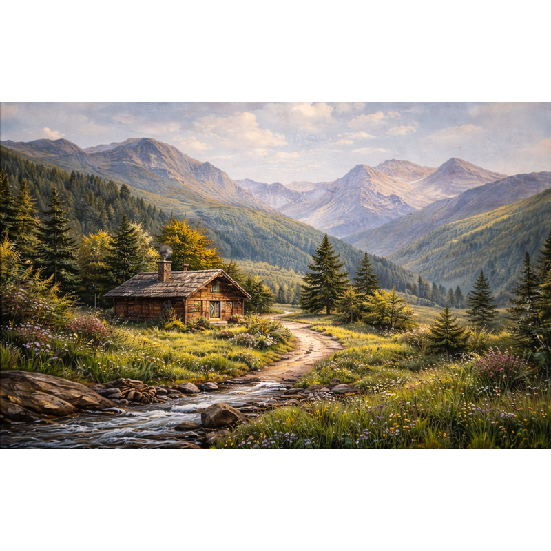  Obraz ręcznie malowany 60x90cm Krajobraz lasu