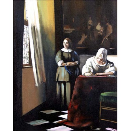  Obraz ręcznie malowany Jan Vermeer Pisząca list 40x50cm