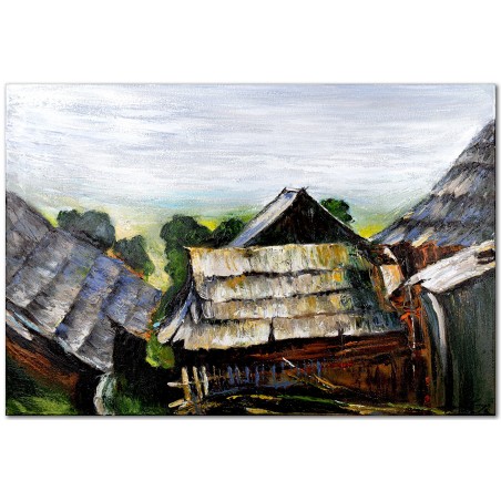  Obraz malowany 60x90cm Konrad Krzyżanowski Widoki z Istebnej III