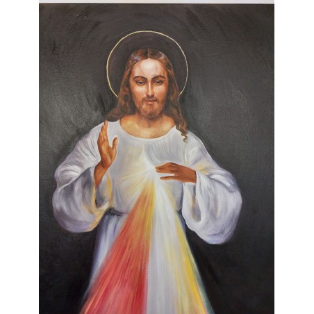  Obraz ręcznie malowany z Jezusem Chrystusem Jezu Ufam Tobie 50x70 cm Jezus Wileński