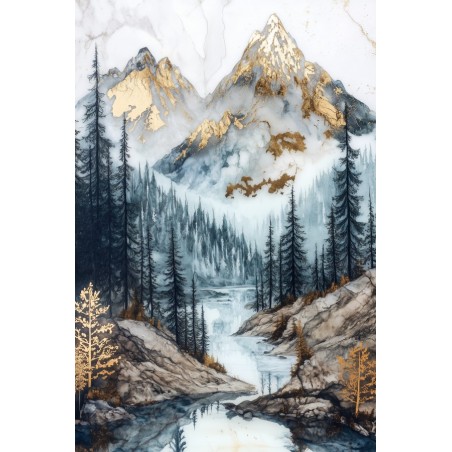  Obraz na płótnie 60x90 cm Złote góry