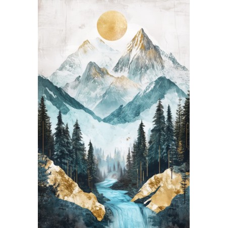  Obraz na płótnie 60x90 cm Złote góry