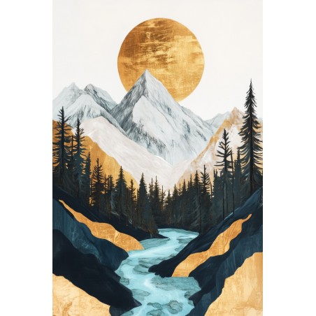  Obraz na płótnie 60x90 cm Złote góry