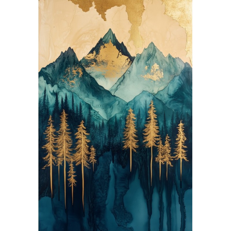  Obraz na płótnie 60x90 cm Złote góry