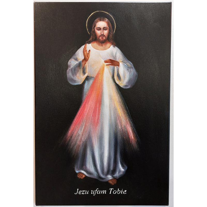  Obraz ręcznie malowany z Jezusem Chrystusem Jezu Ufam Tobie Jezus Wileński