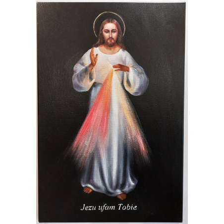  Obraz ręcznie malowany z Jezusem Chrystusem Jezu Ufam Tobie Jezus Wileński