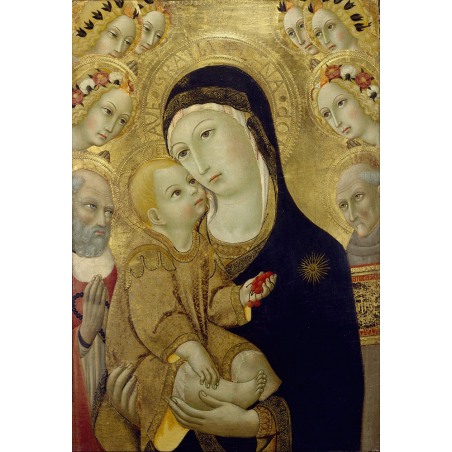  Obraz na płótnie Sano di Pietro Madonna z Dzieciątkiem ze świętymi Hieronimem i Bernardynem ze Sieny i aniołami