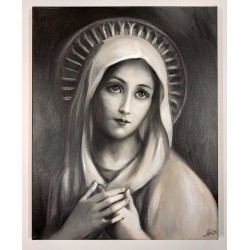  Obraz ręcznie malowany Dziewica Maryja czarno biały
