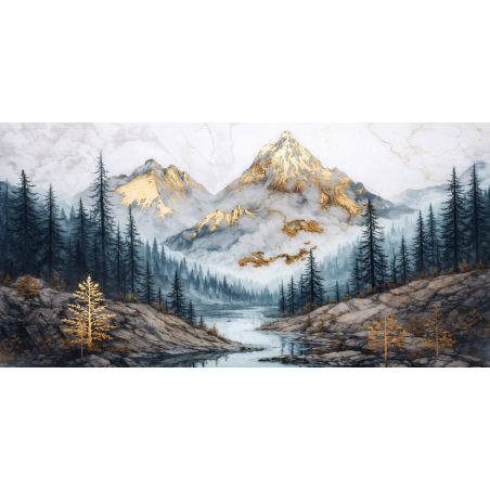  Obraz ręcznie malowany na płótnie Złote góry 60x120 cm
