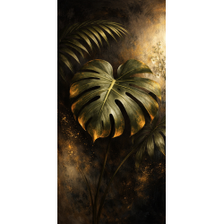  Obraz ręcznie malowany na płótnie Monstera botaniczna głębia 50x100 cm