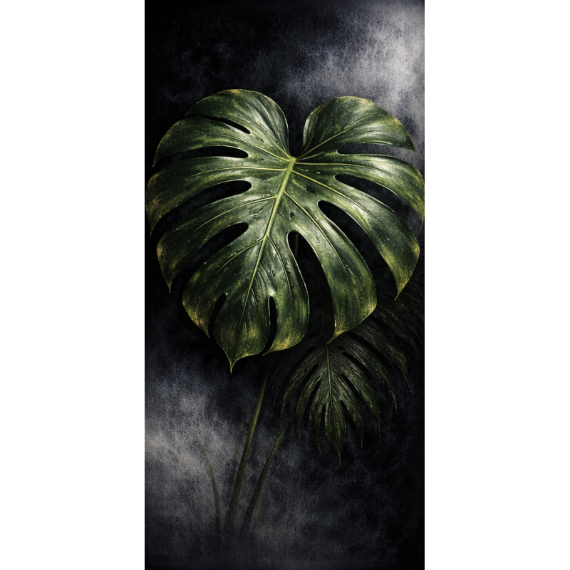  Obraz ręcznie malowany na płótnie Monstera botaniczna głębia 50x100 cm