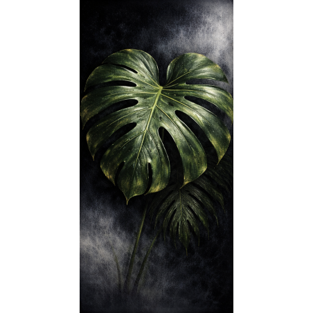  Obraz ręcznie malowany na płótnie Monstera botaniczna głębia 50x100 cm