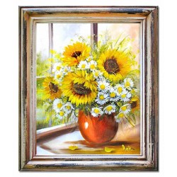  Obraz olejny ręcznie malowany Kwiaty 54x63cm