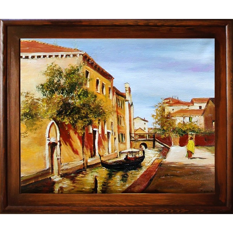  Obraz olejny ręcznie malowany 54x64cm Romantyczna uliczka
