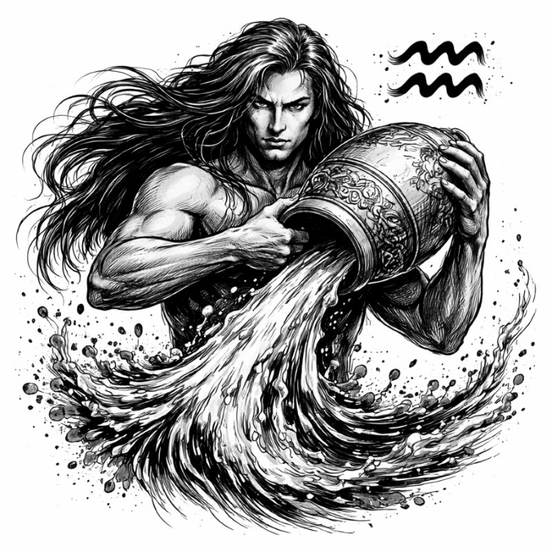  Obraz ręcznie malowany na płótnie Znak Zodiaku Wodnik