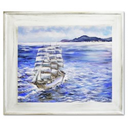  Obraz olejny ręcznie malowany statek na morzu 71x61cm