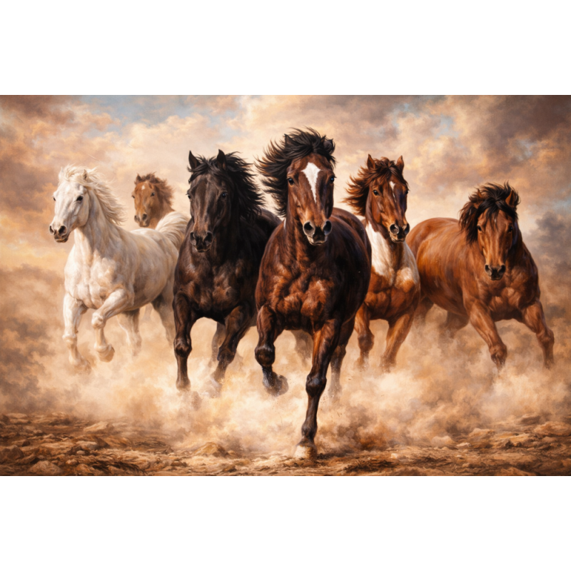  Obraz ręcznie malowany na płótnie Konie galop wolności