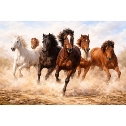  Obraz ręcznie malowany na płótnie Konie galop wolności