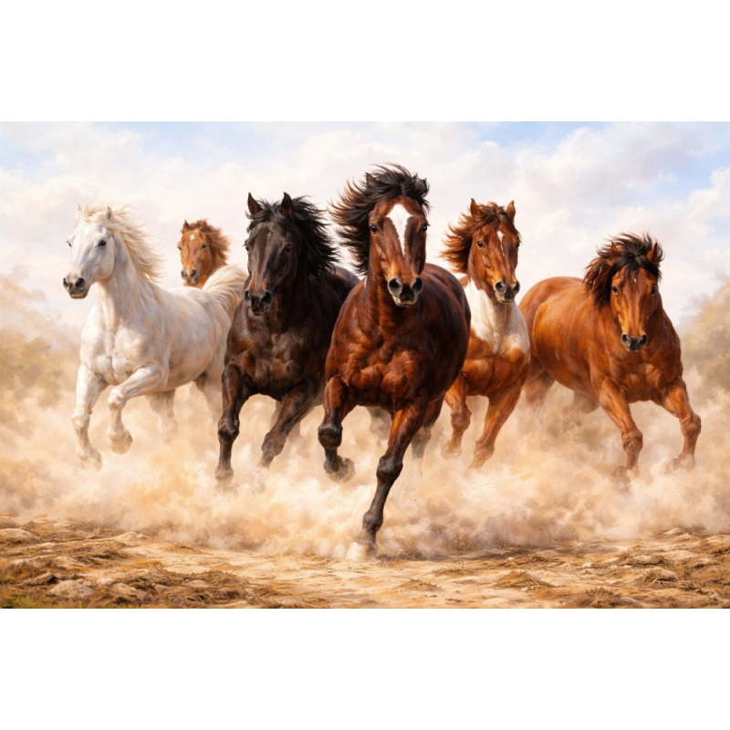  Obraz ręcznie malowany na płótnie Konie galop wolności