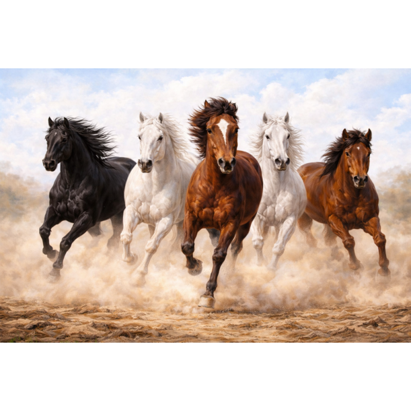  Obraz ręcznie malowany na płótnie Konie galop wolności