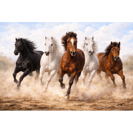  Obraz ręcznie malowany na płótnie Konie galop wolności