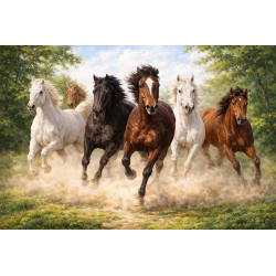  Obraz ręcznie malowany na płótnie Konie galop wolności