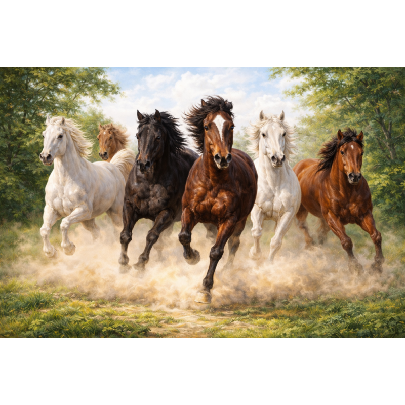  Obraz ręcznie malowany na płótnie Konie galop wolności