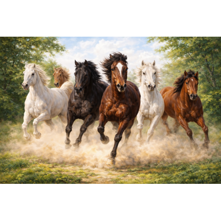  Obraz ręcznie malowany na płótnie Konie galop wolności