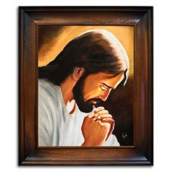  Obraz olejny ręcznie malowany z Jezusem Chrystusem podczas modlitwy obraz w ramie 53x64 cm