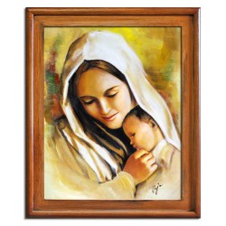  Obraz Matki Boskiej z Dzieciątkiem 53x64 cm obraz olejny na płótnie obraz w ramie