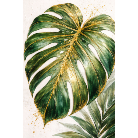  Obraz ręcznie malowany na płótnie Złota Monstera deliciosa