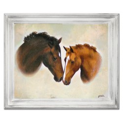  Obraz olejny ręcznie malowany 46x56cm Konie