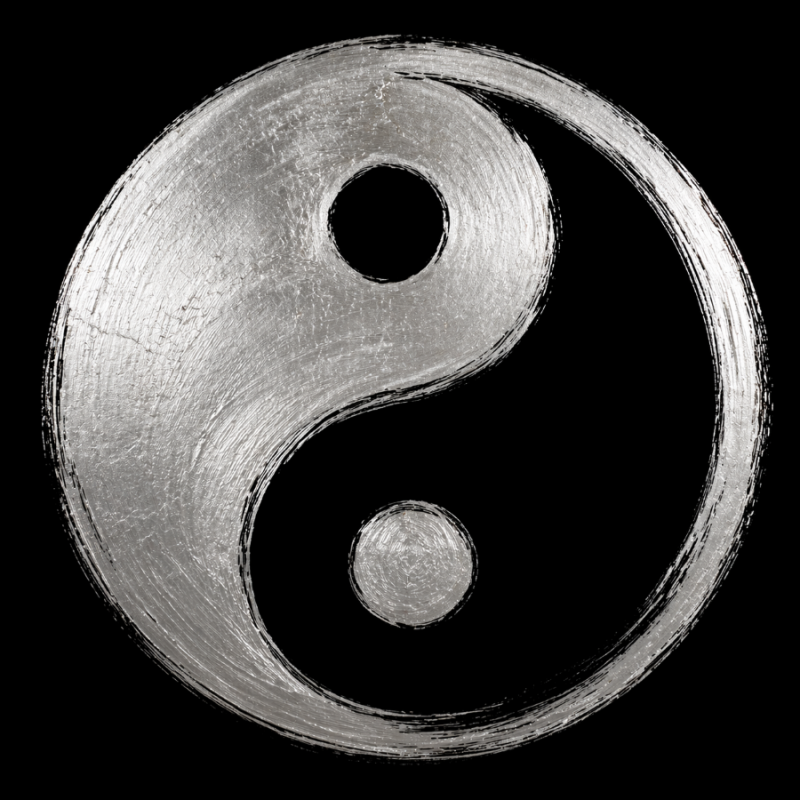  Obraz ręcznie malowany na płótnie Yin Yang srebrny
