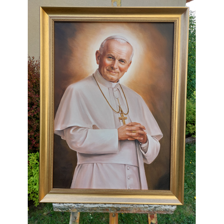  Obraz malowany Papież Jan Paweł II w ramie D9160zwi