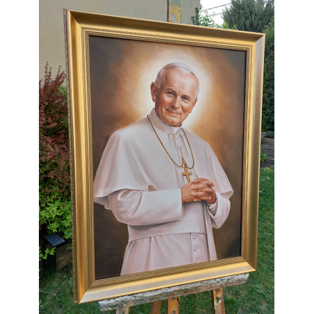  Obraz malowany Papież Jan Paweł II w ramie D9160zwi