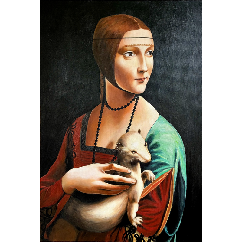  Obraz ręcznie malowany na płótnie Leonardo da Vinci Dama z gronostajem