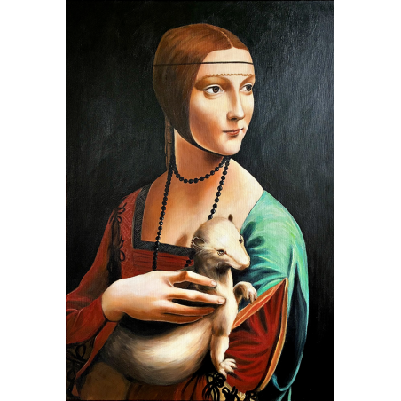  Obraz ręcznie malowany na płótnie Leonardo da Vinci Dama z gronostajem
