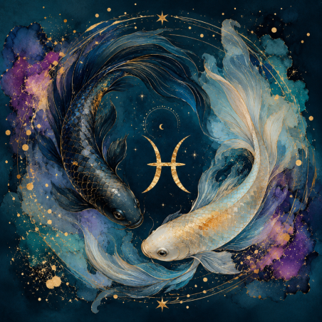  Obraz ręcznie malowany na płótnie Znak Zodiaku Ryby
