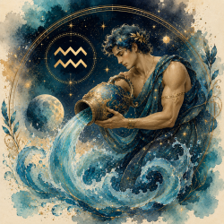  Obraz ręcznie malowany na płótnie Znak Zodiaku Wodnik