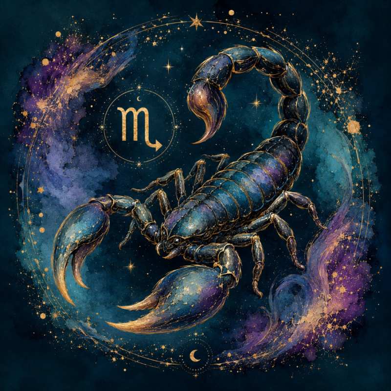  Obraz ręcznie malowany na płótnie Znak Zodiaku Skorpion