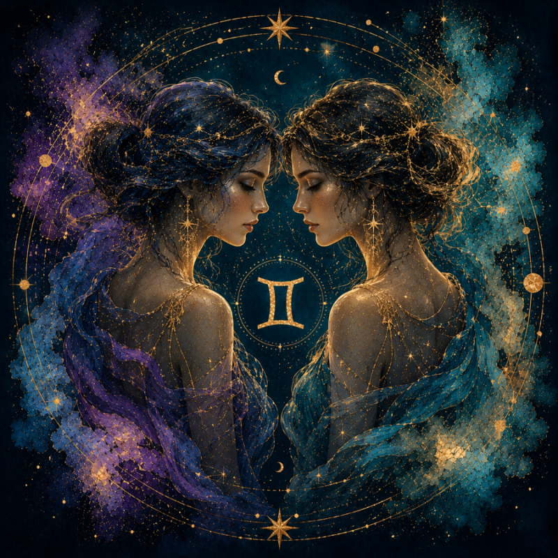  Obraz ręcznie malowany na płótnie Znak Zodiaku Bliźnięta