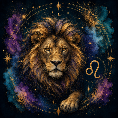  Obraz ręcznie malowany na płótnie Znak Zodiaku Lew