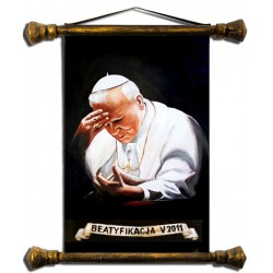  Obraz Jana Pawła II papieża podczas modlitwy 54x82 cm obraz olejny na płótnie w złotej ramie