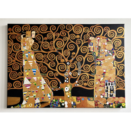  Obraz malowany Gustav Klimt Drzewo Życia złote czarne tło