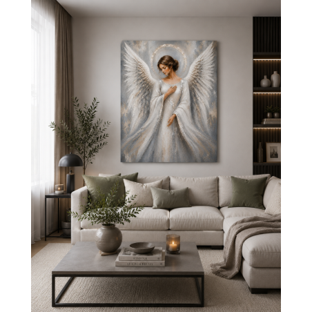  Obraz ręcznie malowany Anioł srebrny 80x100 cm