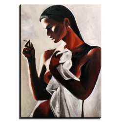  Obraz olejny ręcznie malowany na płótnie 50x70cm kobieta o poranku