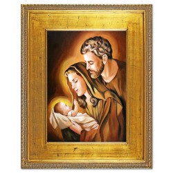  Obraz Świętej Rodziny na ślub 82x102 cm malowany na płótnie olejny w złotej ramie