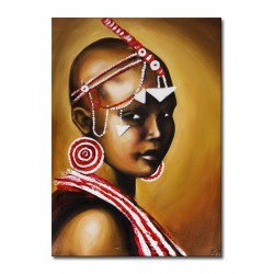  Obraz olejny ręcznie malowany 50x70cm Kobieta w stroju plemiennym