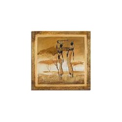  Obraz olejny ręcznie malowany 60x60cm Ludzie spacerujący przez sawannę