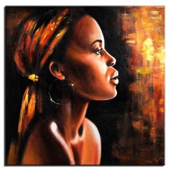  Obraz olejny ręcznie malowany 60x60cm Zamyślona kobieta
